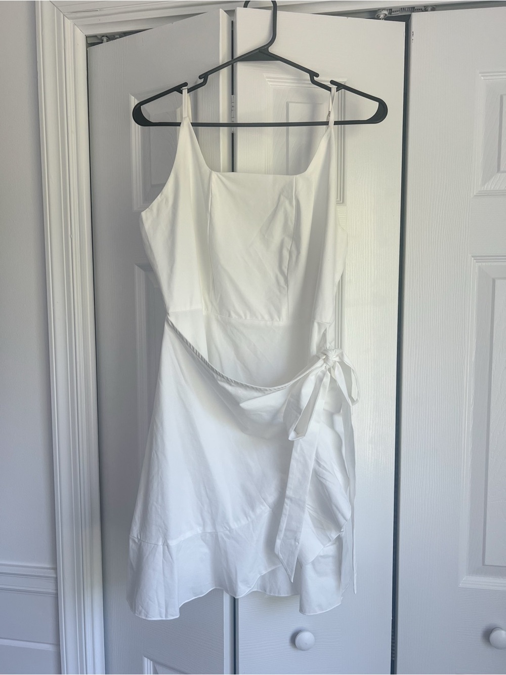 White Tie-Side Spaghetti Strap Dress